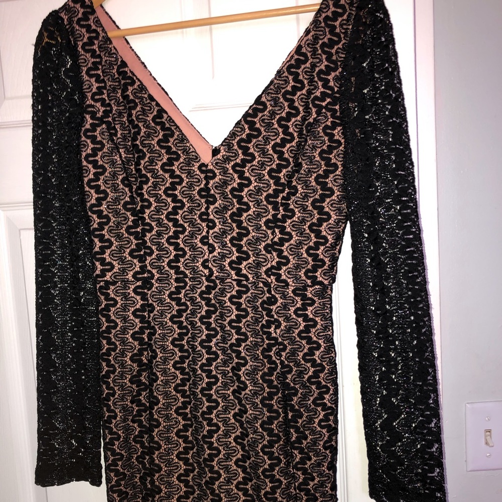 Black and peach lace sequence dress